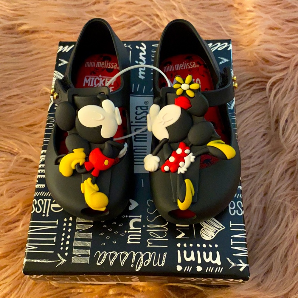 Mini Melissa Mickey & Minnie Black T-Strap